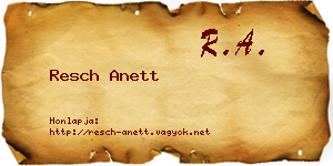 Resch Anett névjegykártya